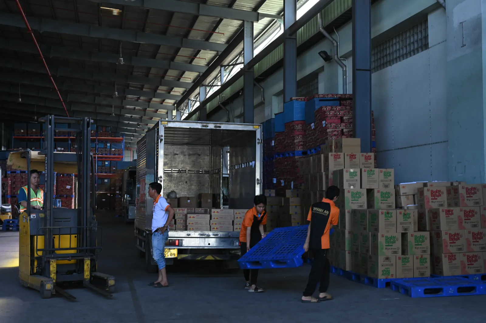 Richfield staff loading a delivery truck at the distribution centre.